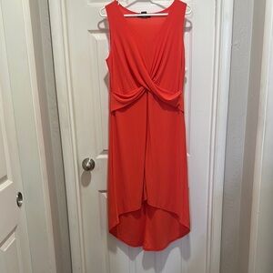 Elegant Orange Sleeveless Dress
